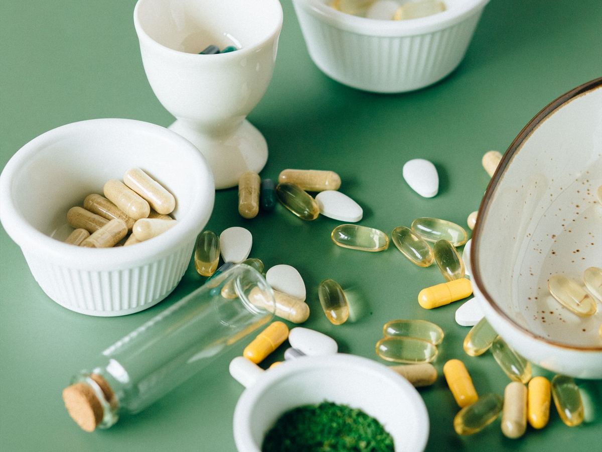 Bottles of vitamins and supplements