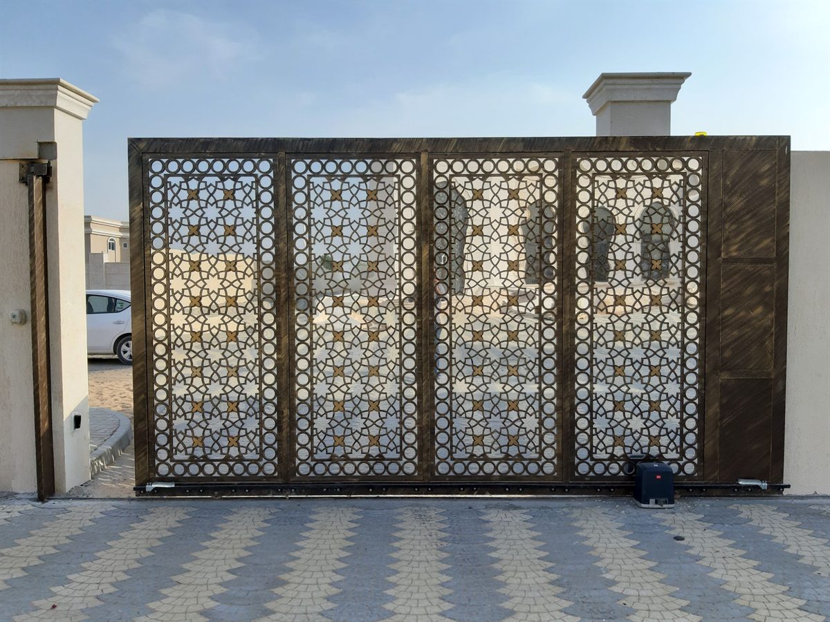 Automated sliding gate at a residential entrance