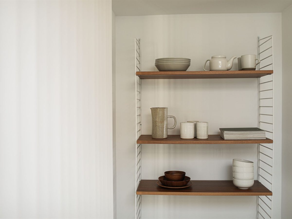 Ceramics and homeware arranged on a shelf