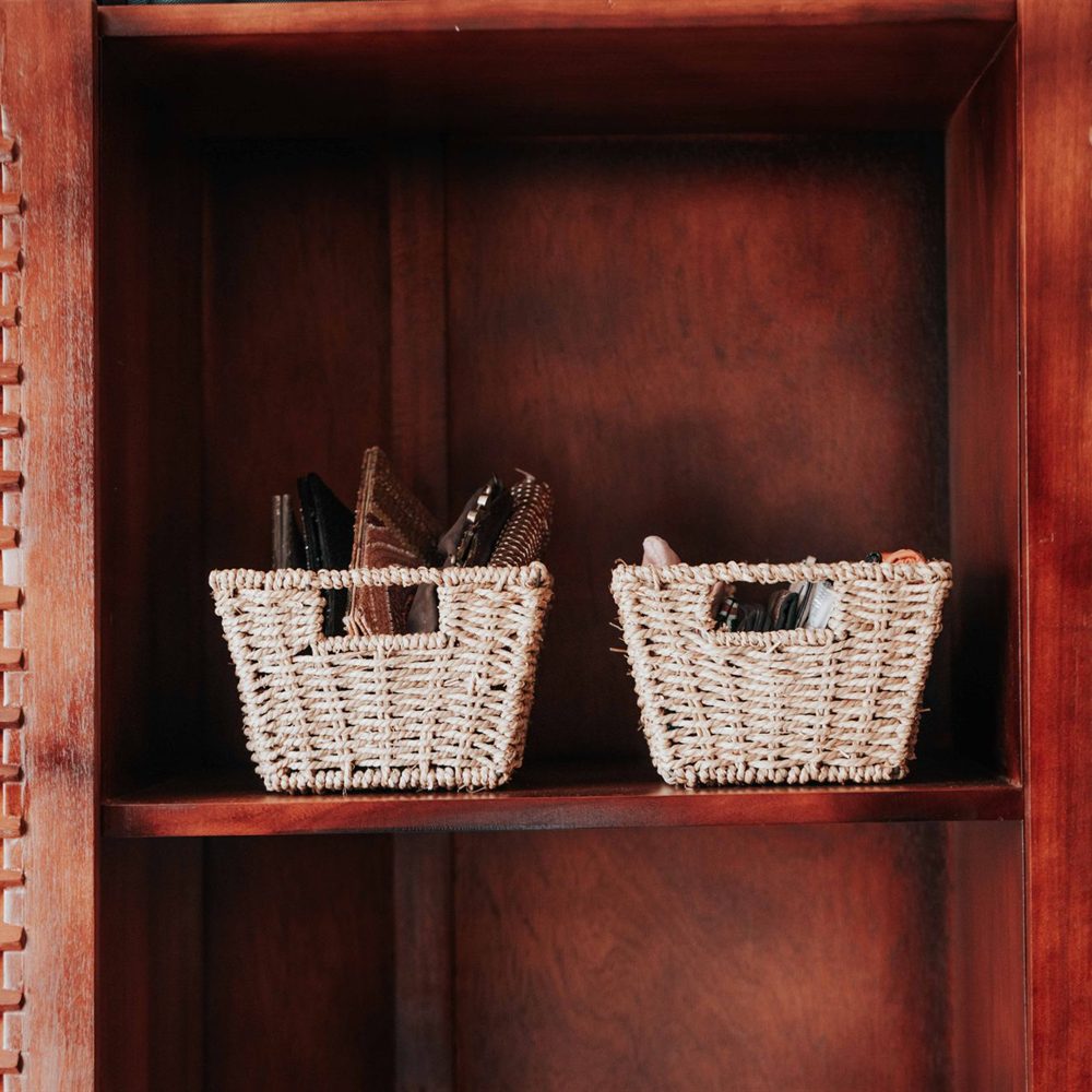 Woven grass storage basket