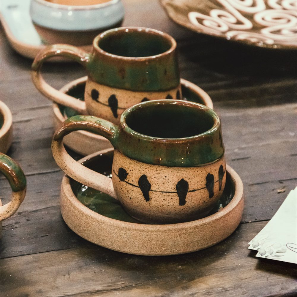 Set of speckled handmade ceramic mugs