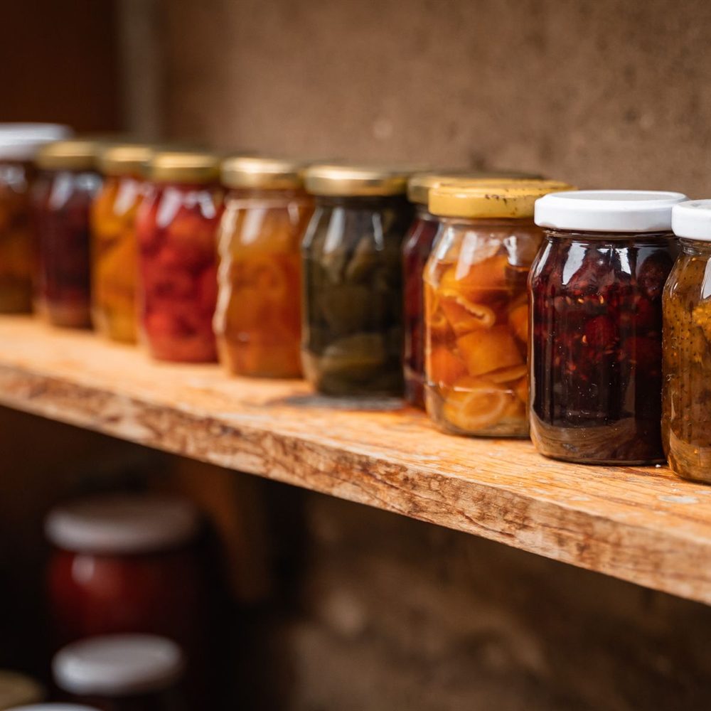 Jars of fig and rooibos preserve